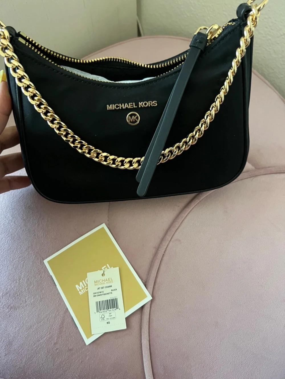 Michael Kors Black Mini Shoulder Bag with Gold Chain - Picture 3 of 4